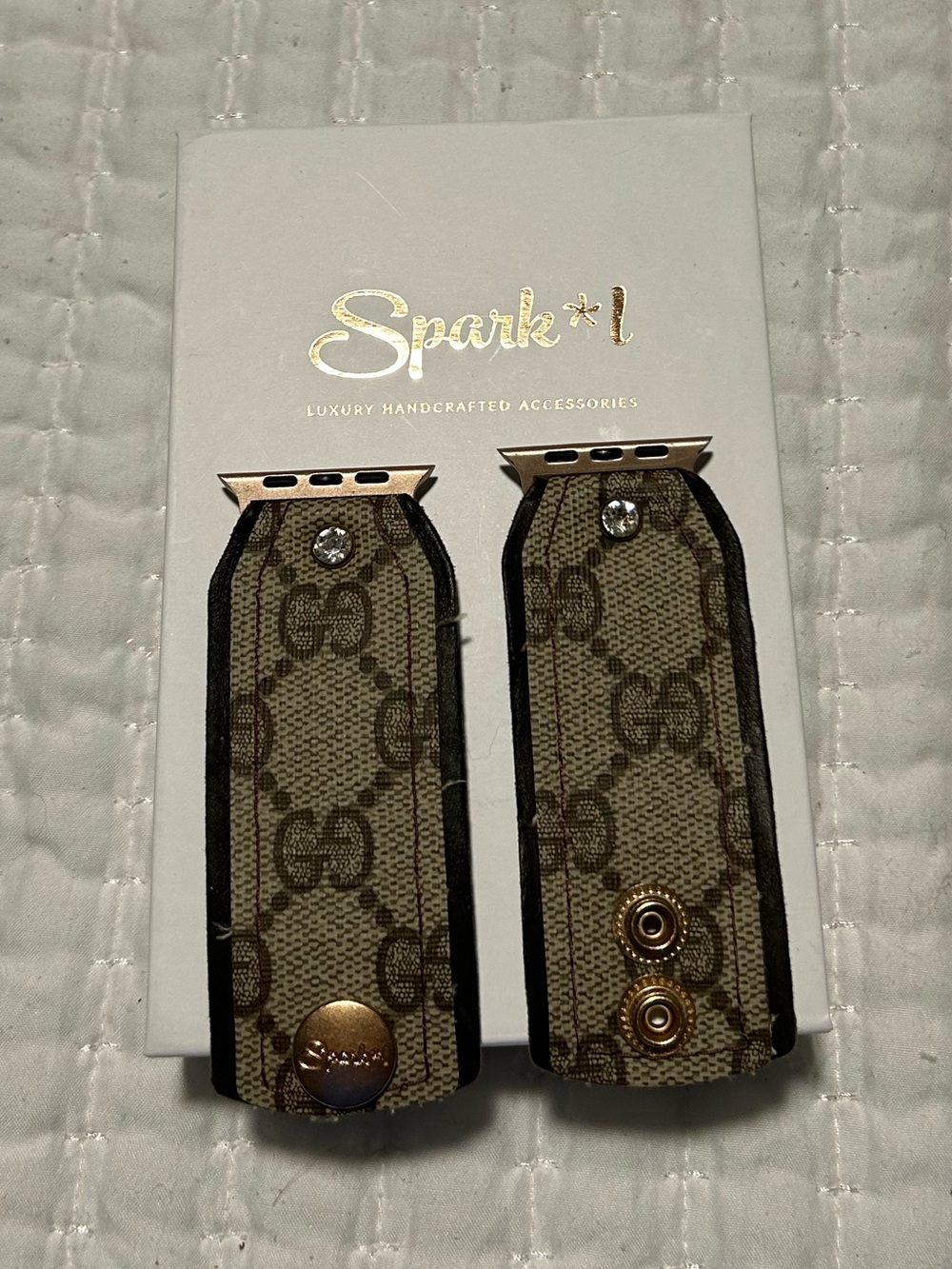 Spark*l  Monogram Apple  Watch Band in Beige Brown